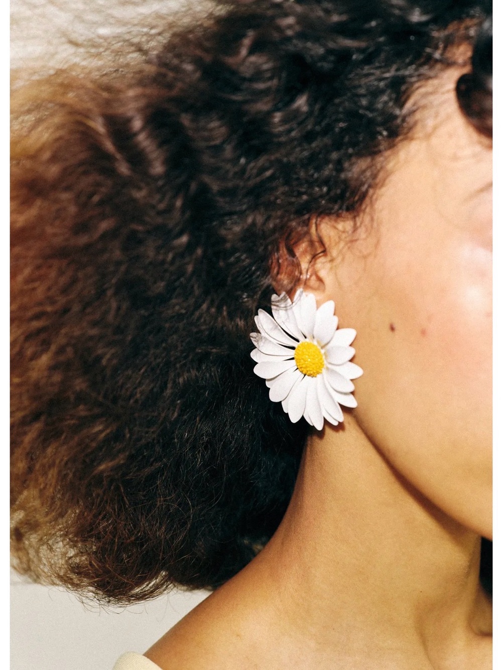 Zara White and Yellow Daisy Drop Earrings - Women Jewelry